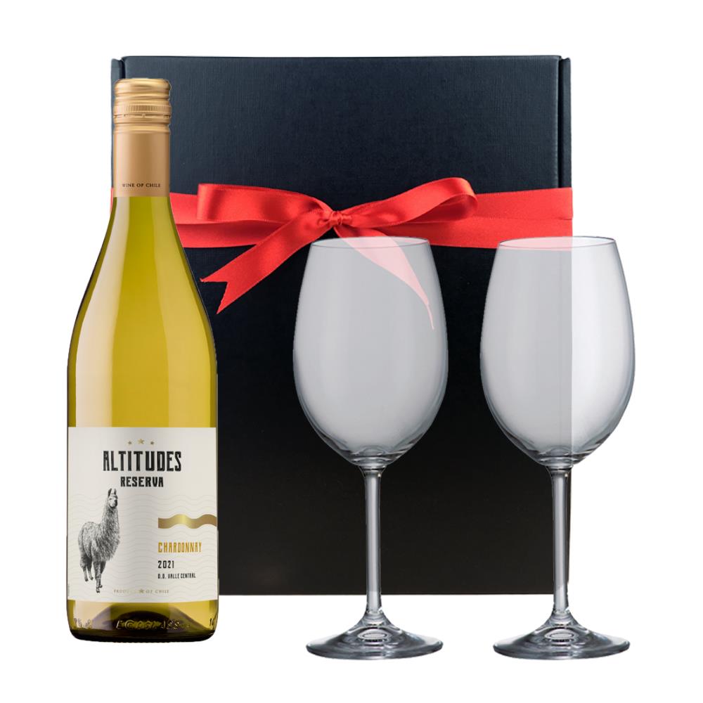 Altitudes Reserva Chardonnay And Bohemia Glasses In A Gift Box